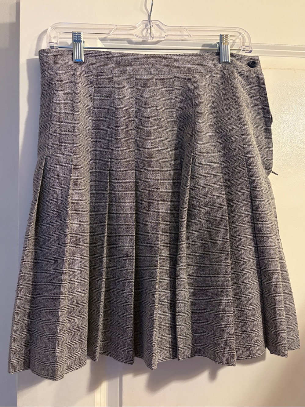 Pleated School Girl Skirt Size 12 Black White Plaid Check Zip Academia Preppy